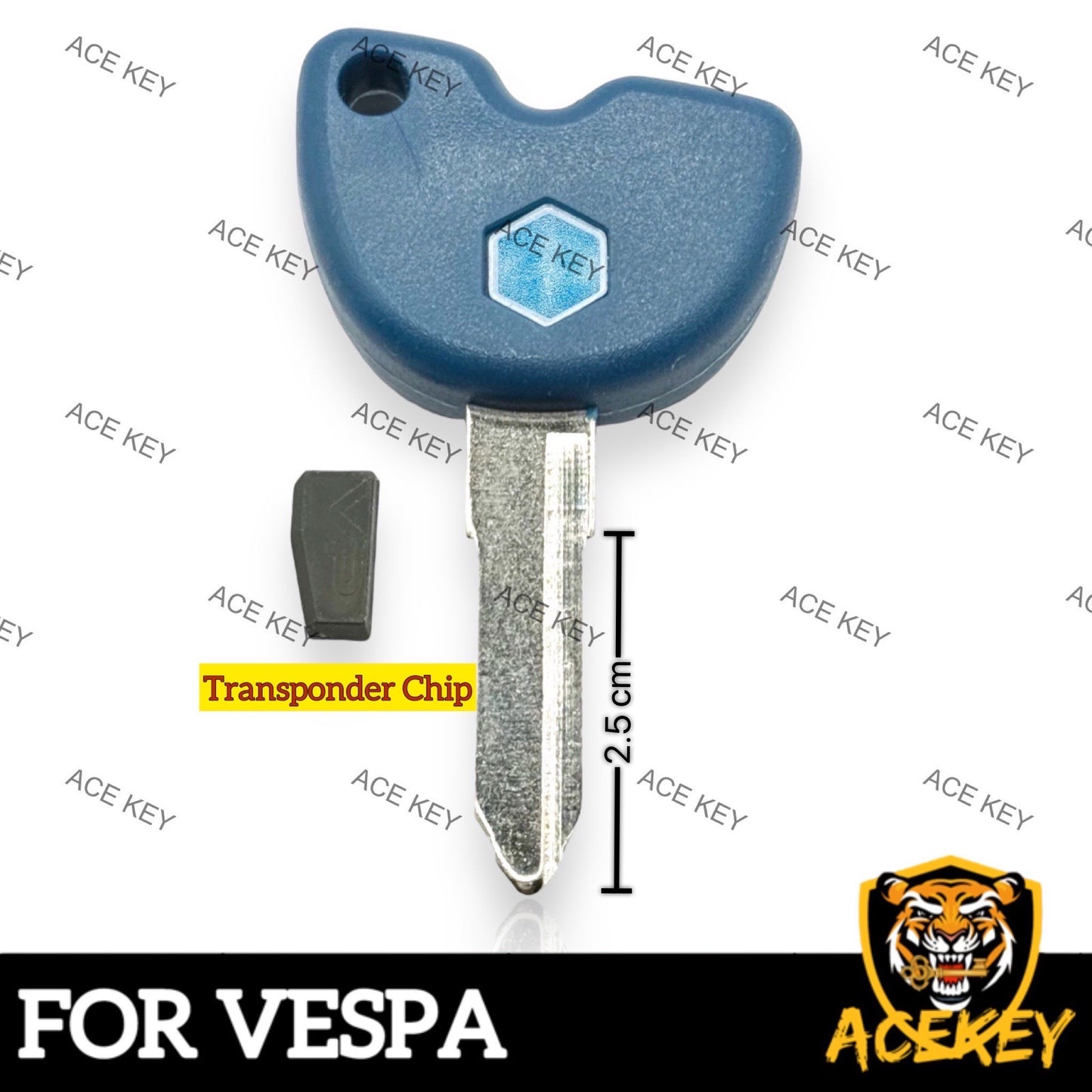 Transponder Key Vespa FLY Piaggio 125 150 Scooter Blue Uncut Blank Key No Chip