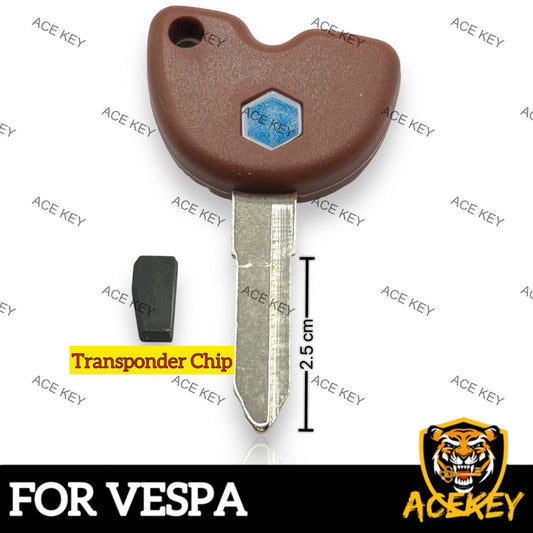 Transponder Key Vespa FLY Piaggio 125 150 Scooter Brown Uncut Blank Key No Chip