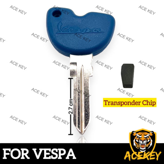 Transponder Key VESPA GTS, GTV, GT S 125, 200, 250 300 Uncut Blue